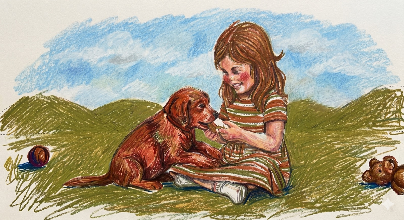 The finished page, colored in with crayons by a child